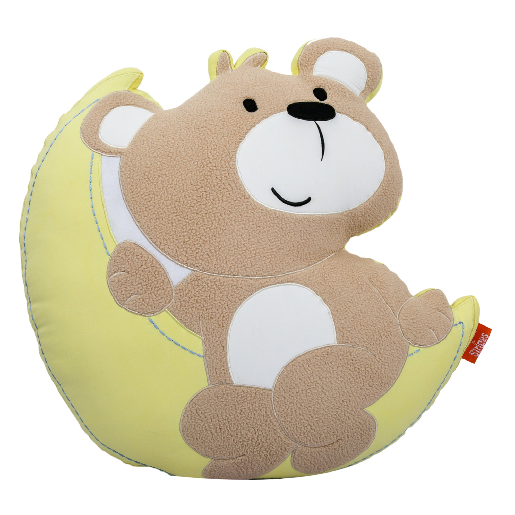 Teddy on Moon Shaped Cushion