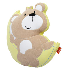 Teddy on Moon Shaped Cushion