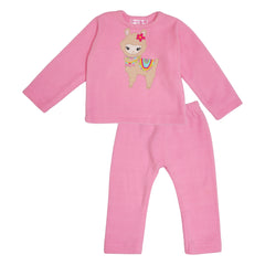 Llama Light Pink Fleece Night Suit