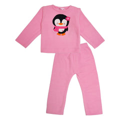 Penguin Light Pink Fleece Night Suit
