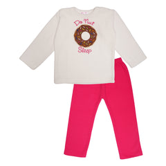 Donut White Fleece Night Suit