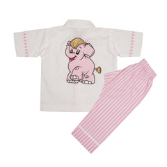 Pink Elephant Cotton Night Suit