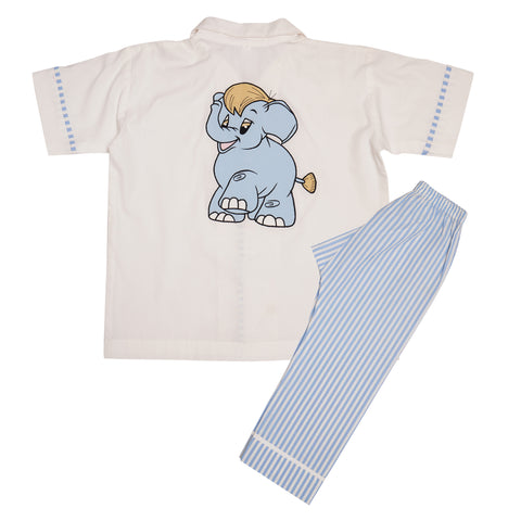 Blue Elephant Cotton Night Suit