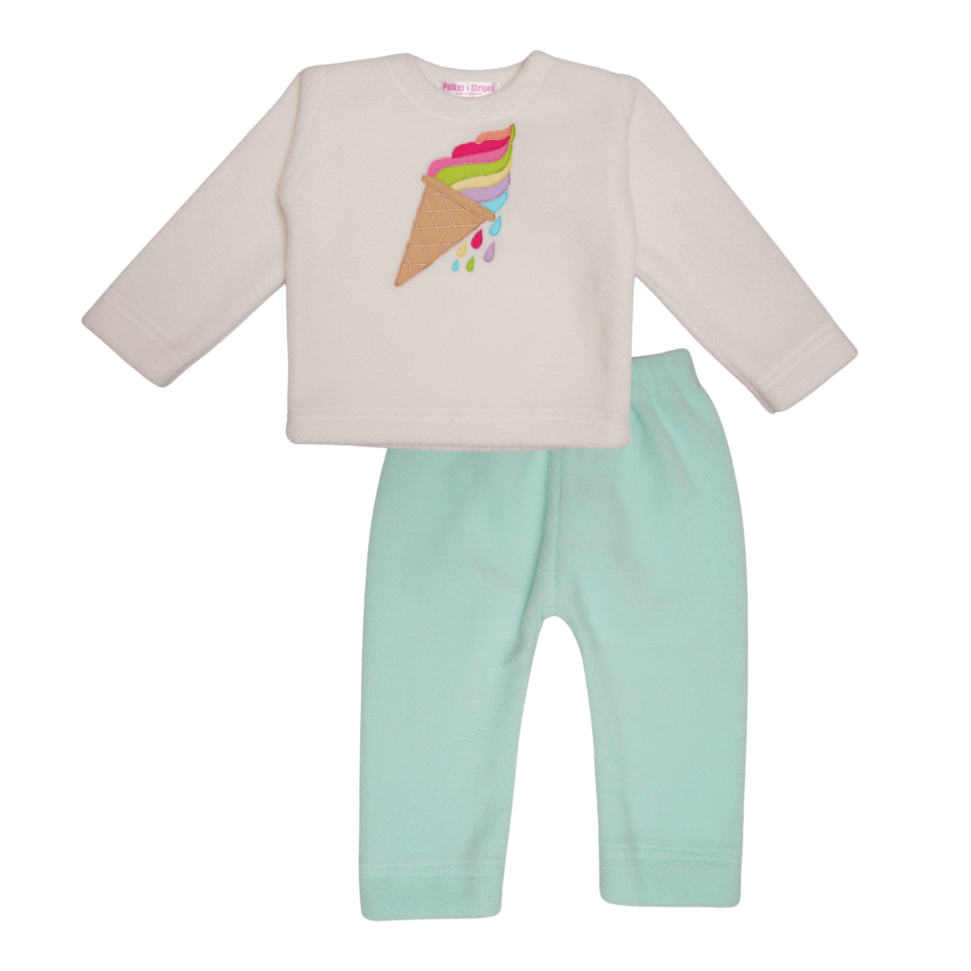 Ice Cream White Fleece Night Suit