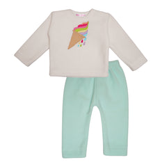 Ice Cream White Fleece Night Suit