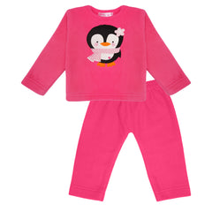 Penguin Dark Pink Fleece Night Suit