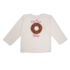 Donut White Fleece Night Suit