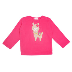 Llama Dark Pink Fleece Night Suit