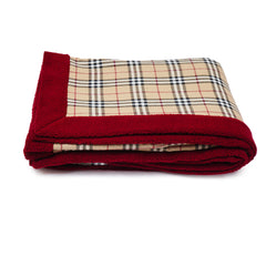 Beige Check and Maroon Sherpa Blanket