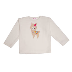 Llama White Fleece Night Suit