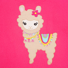 Llama Dark Pink Fleece Night Suit