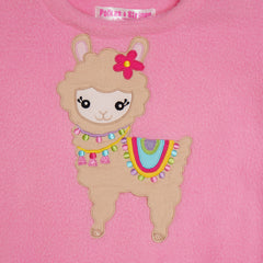 Llama Light Pink Fleece Night Suit