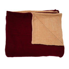 Beige and Maroon Sherpa Blanket
