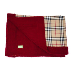 Beige Check and Maroon Sherpa Blanket
