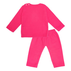 Llama Dark Pink Fleece Night Suit