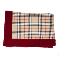 Beige Check and Maroon Sherpa Blanket