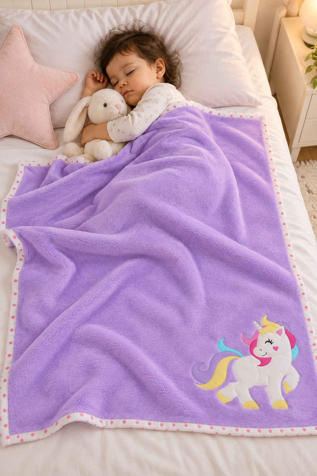 Lilac Unicorn Fleece Blanket
