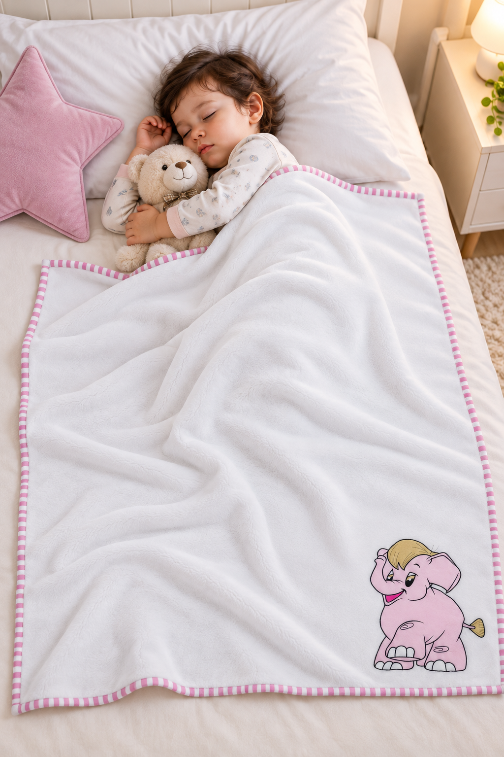 Elephant Pink Fleece Blanket