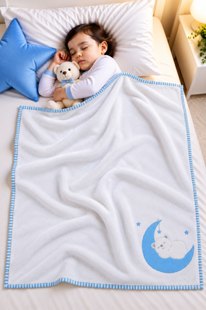 Teddy on Moon Fleece Blanket