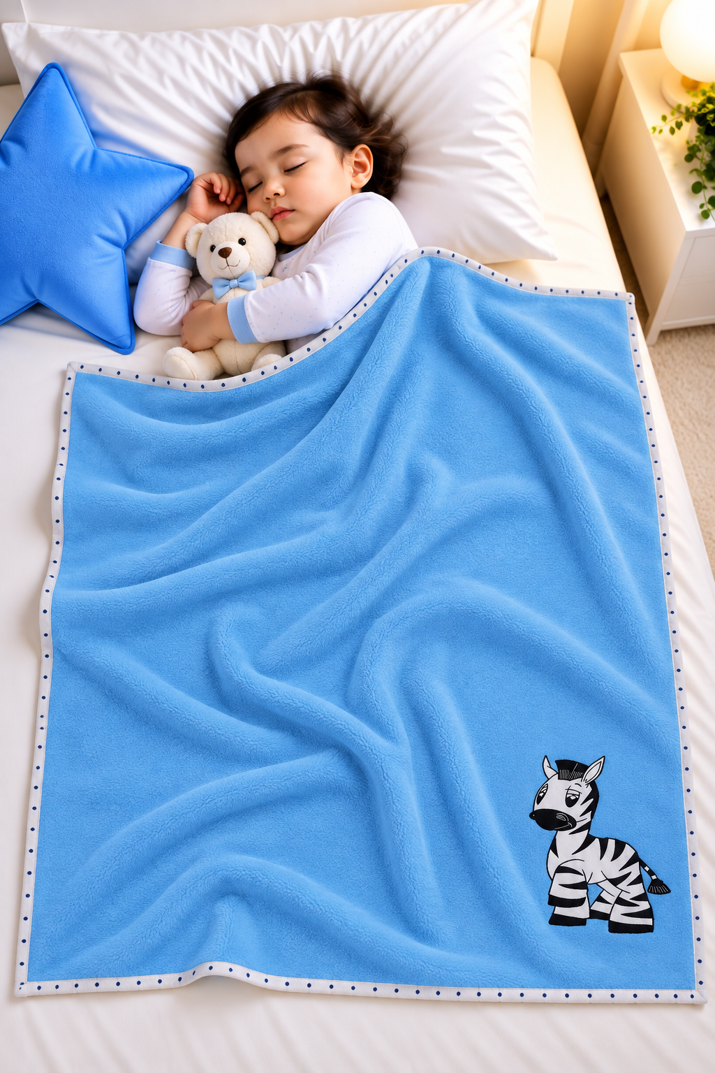 Zebra Blue Fleece Blanket