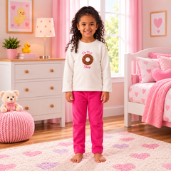 Donut White Fleece Night Suit