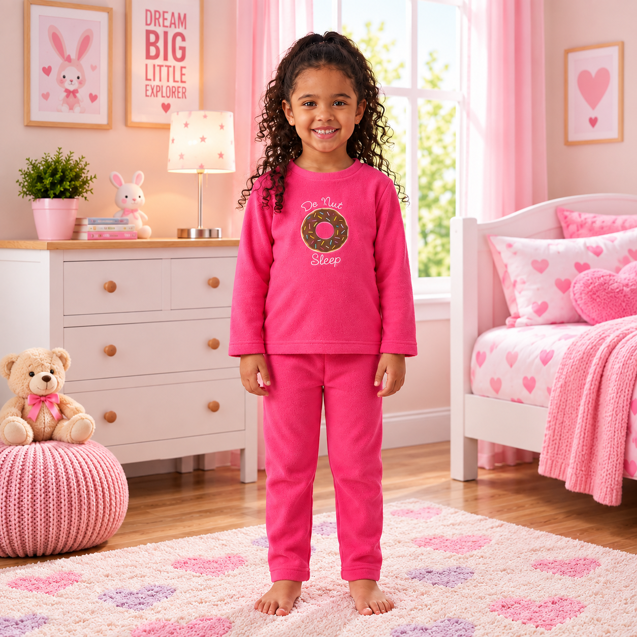 Donut Pink Fleece Night Suit
