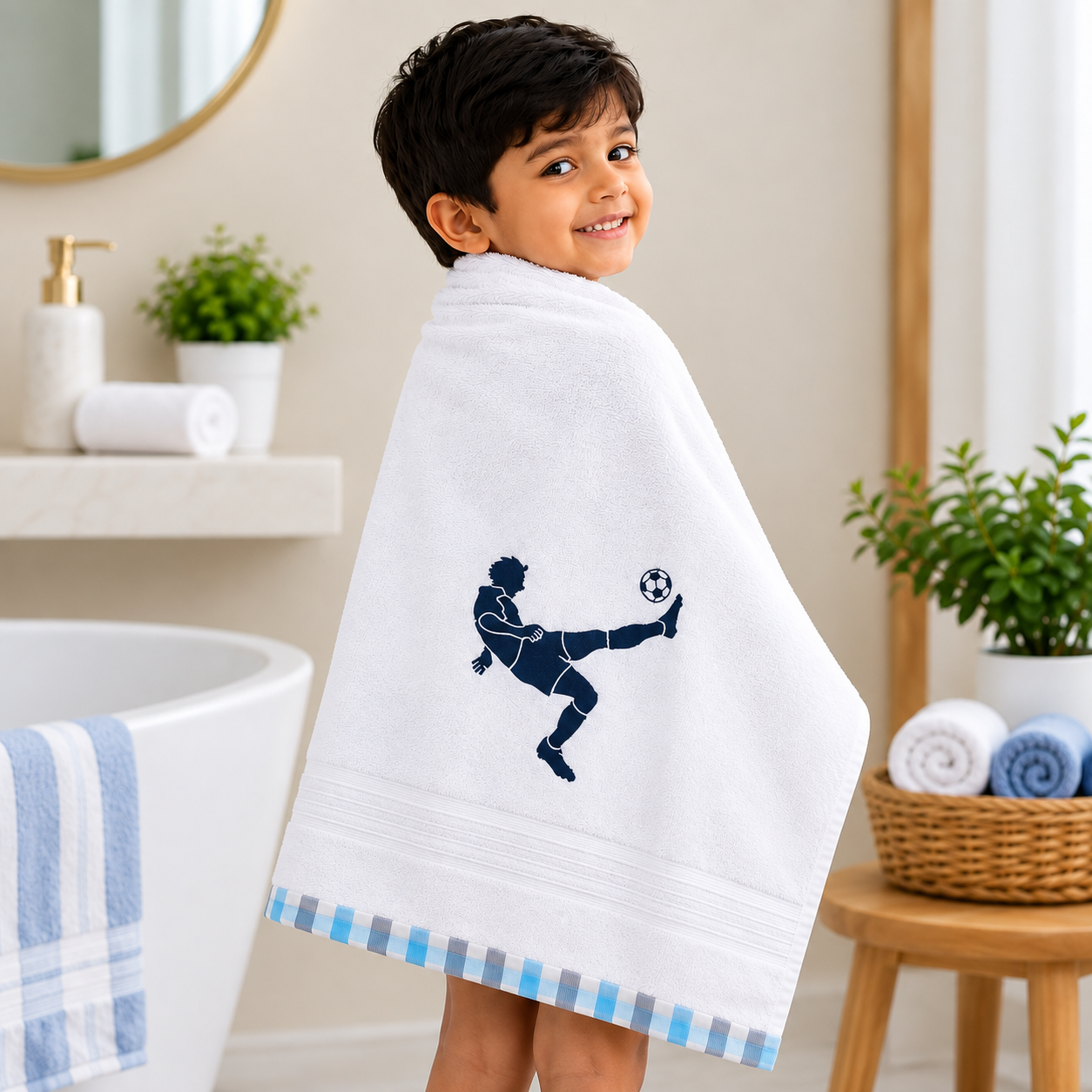 Footballer Boy Bath Towel