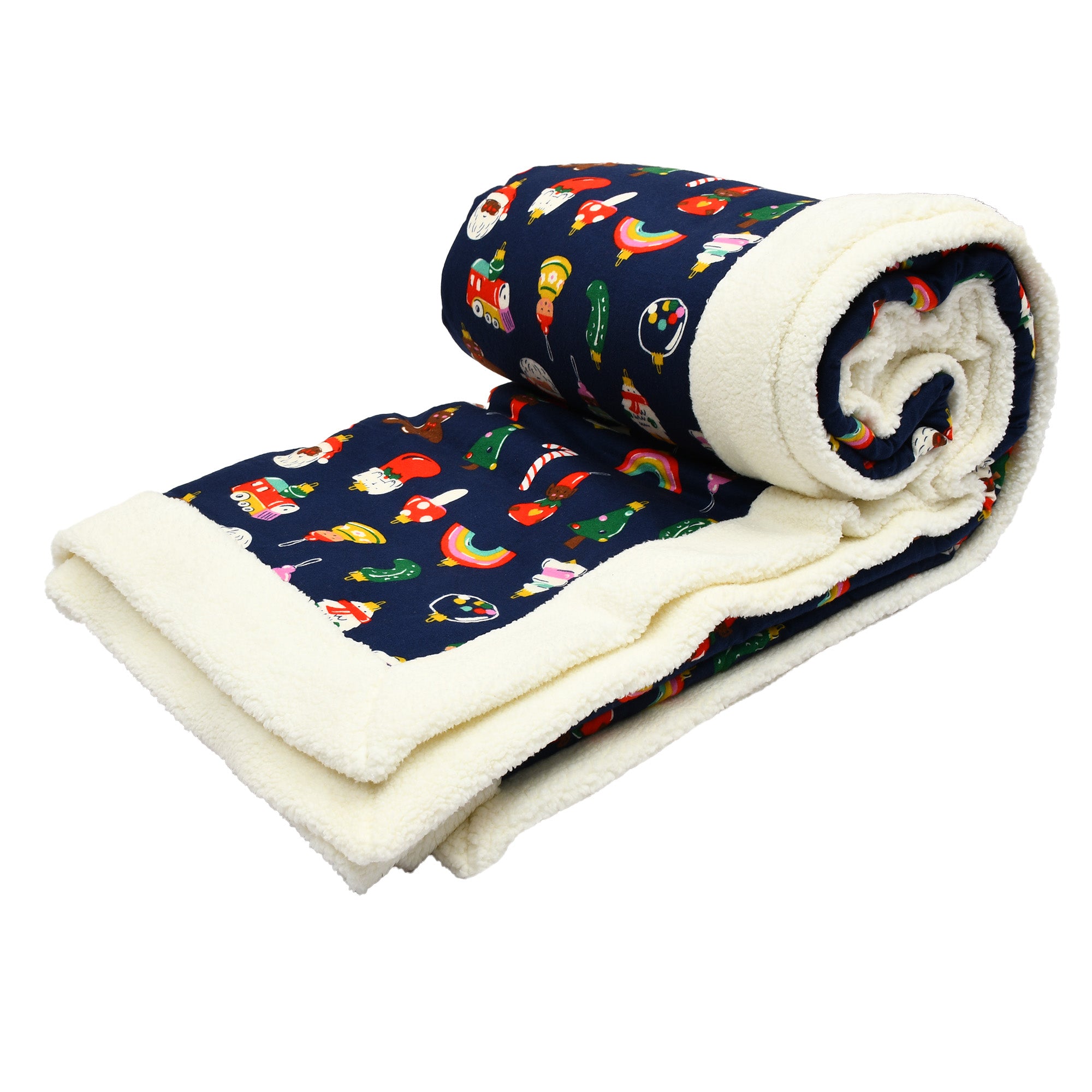 Dark Blue Sherpa Xmas Blanket