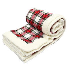 Red and White Check Sherpa Blanket