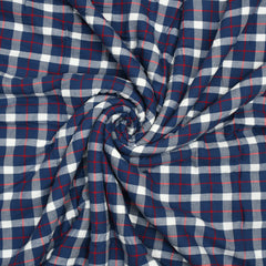 Dark Blue Check Sherpa Blanket