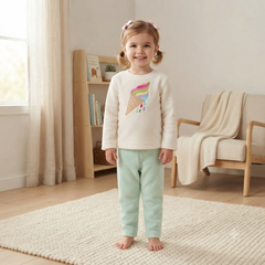 Ice Cream White Fleece Night Suit