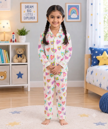 Hearts Printed Night Suits