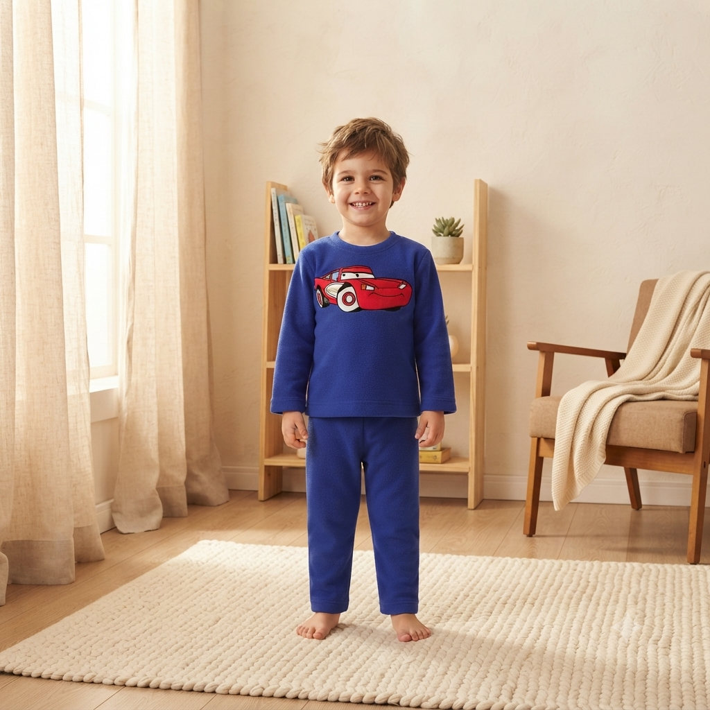 Red Car Fleece Night Suit