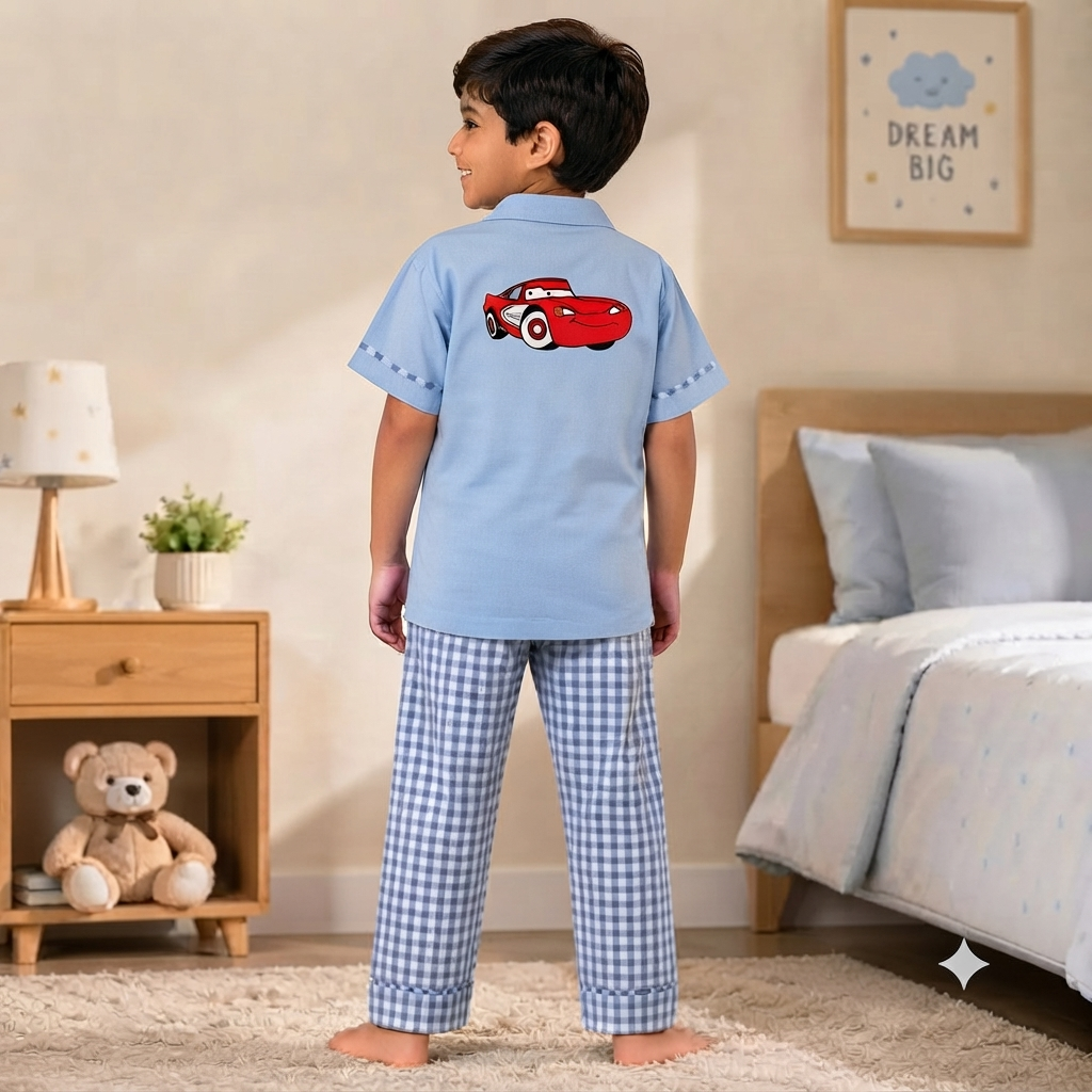 Red Car Cotton Night Suit