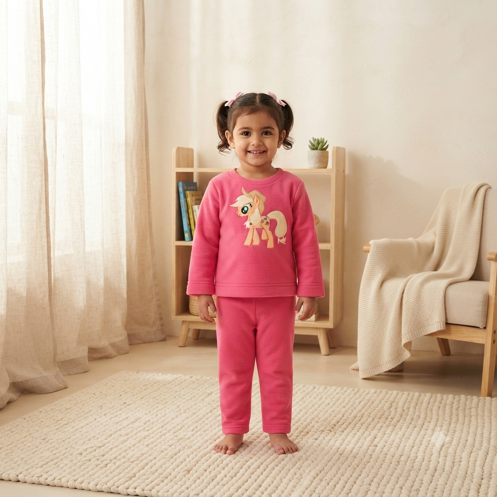 Pony Dark Pink Fleece Night Suit