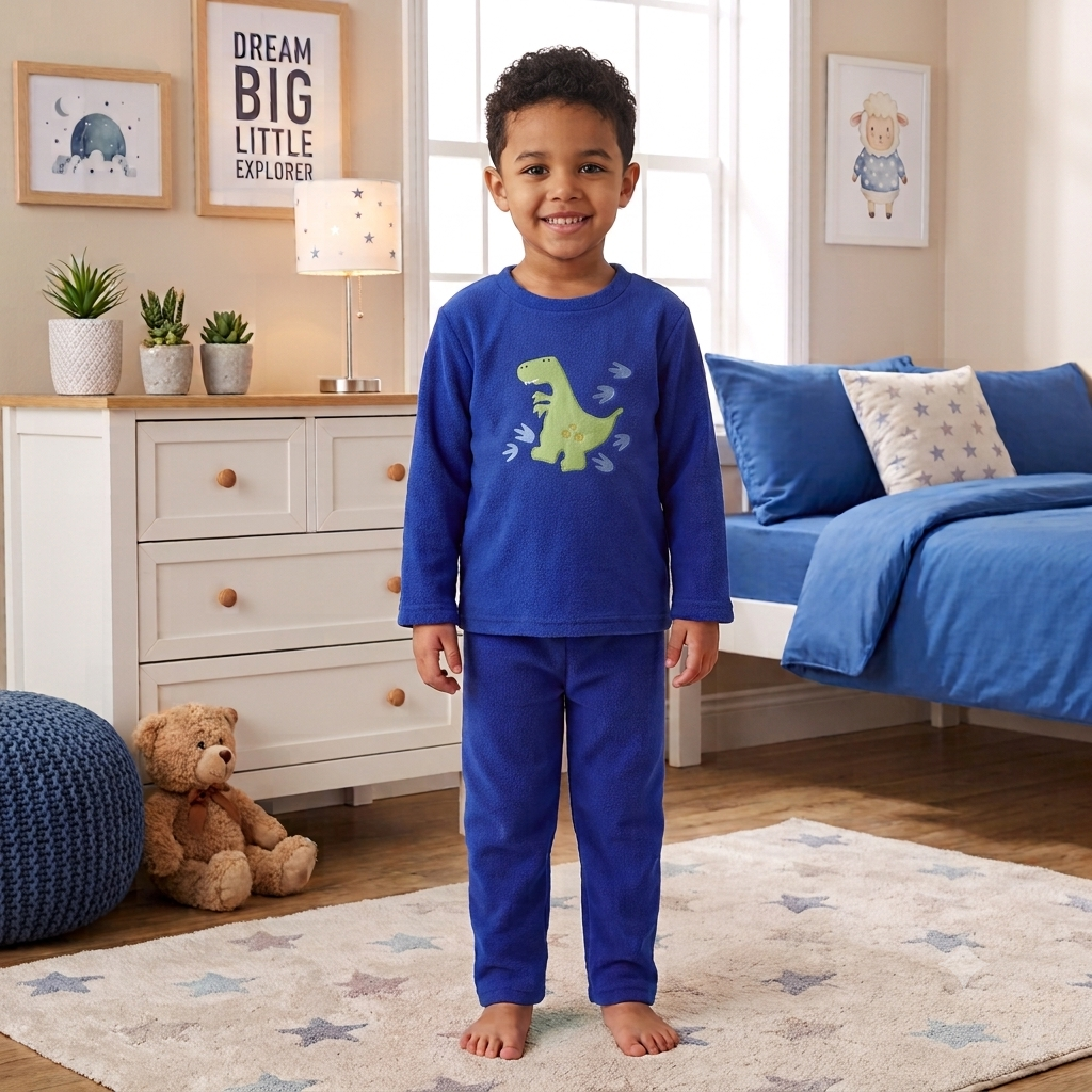Dinosaur Blue Fleece Night Suit