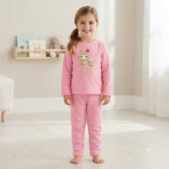 Llama Light Pink Fleece Night Suit