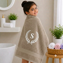 Leaf Alphabet Brown Bath Towel