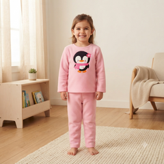 Penguin Light Pink Fleece Night Suit