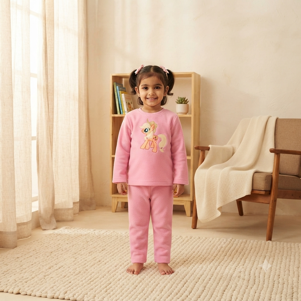 Pony Light Pink Fleece Night Suit