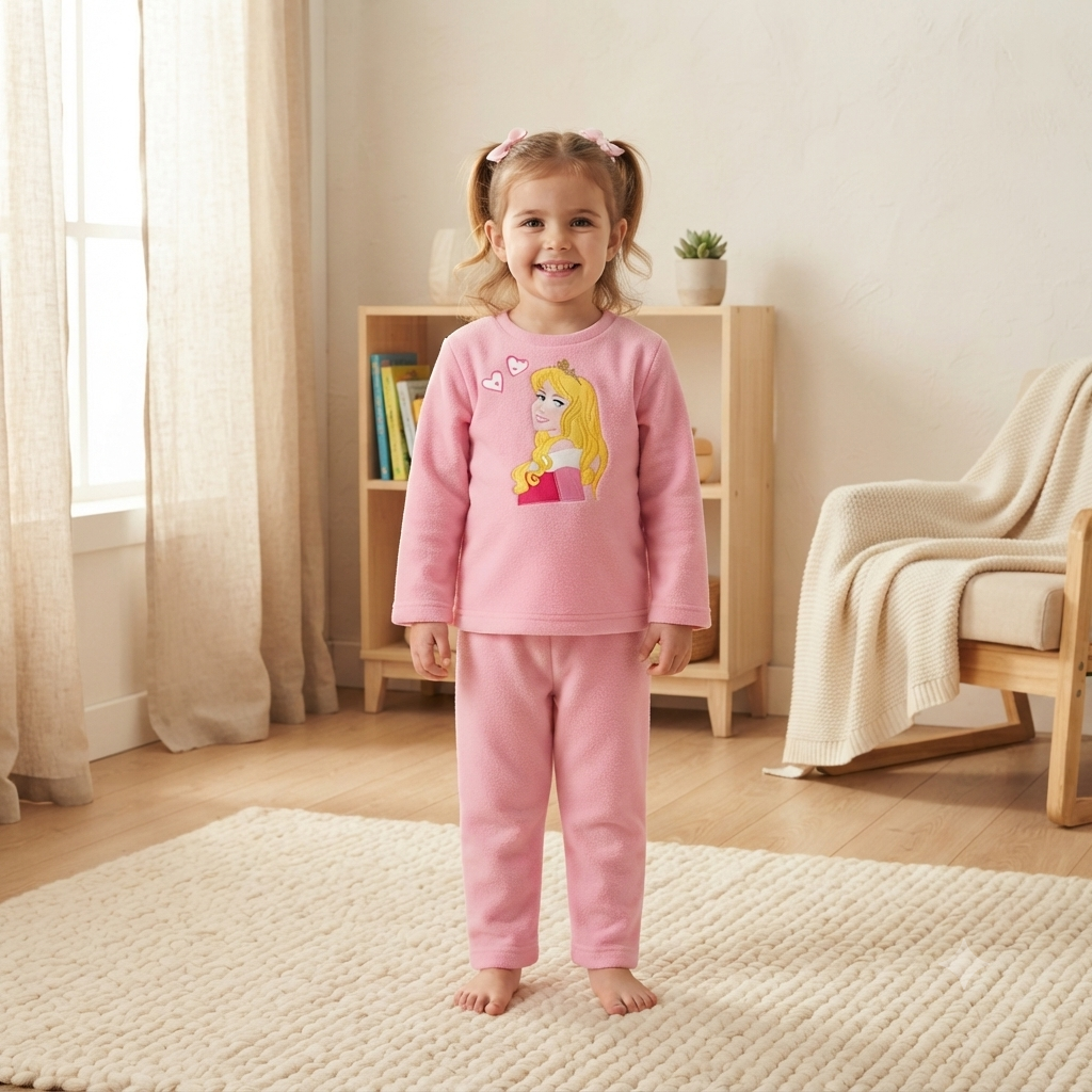 Princess Light Pink Fleece Night Suit