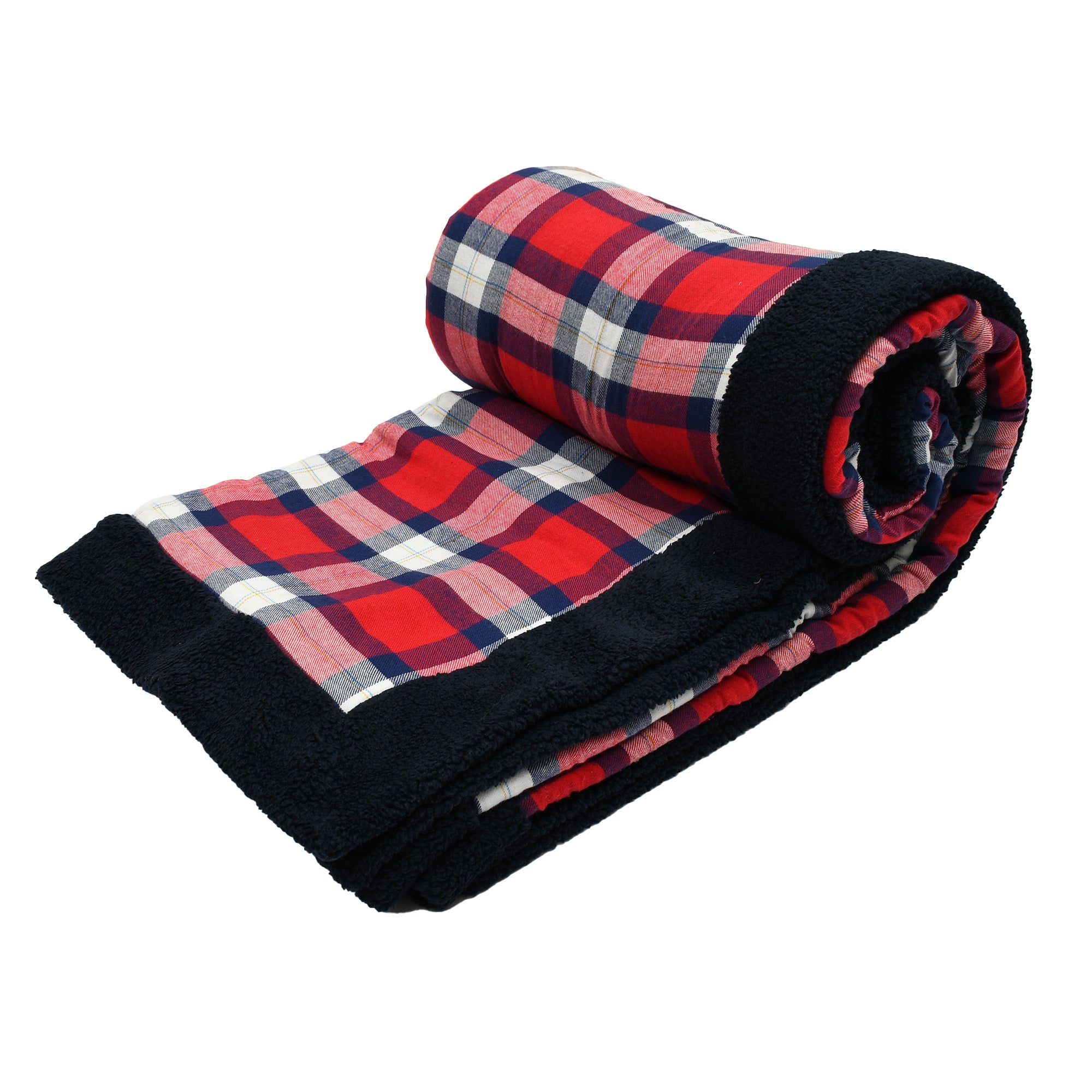 Red and Black Check Sherpa Blanket