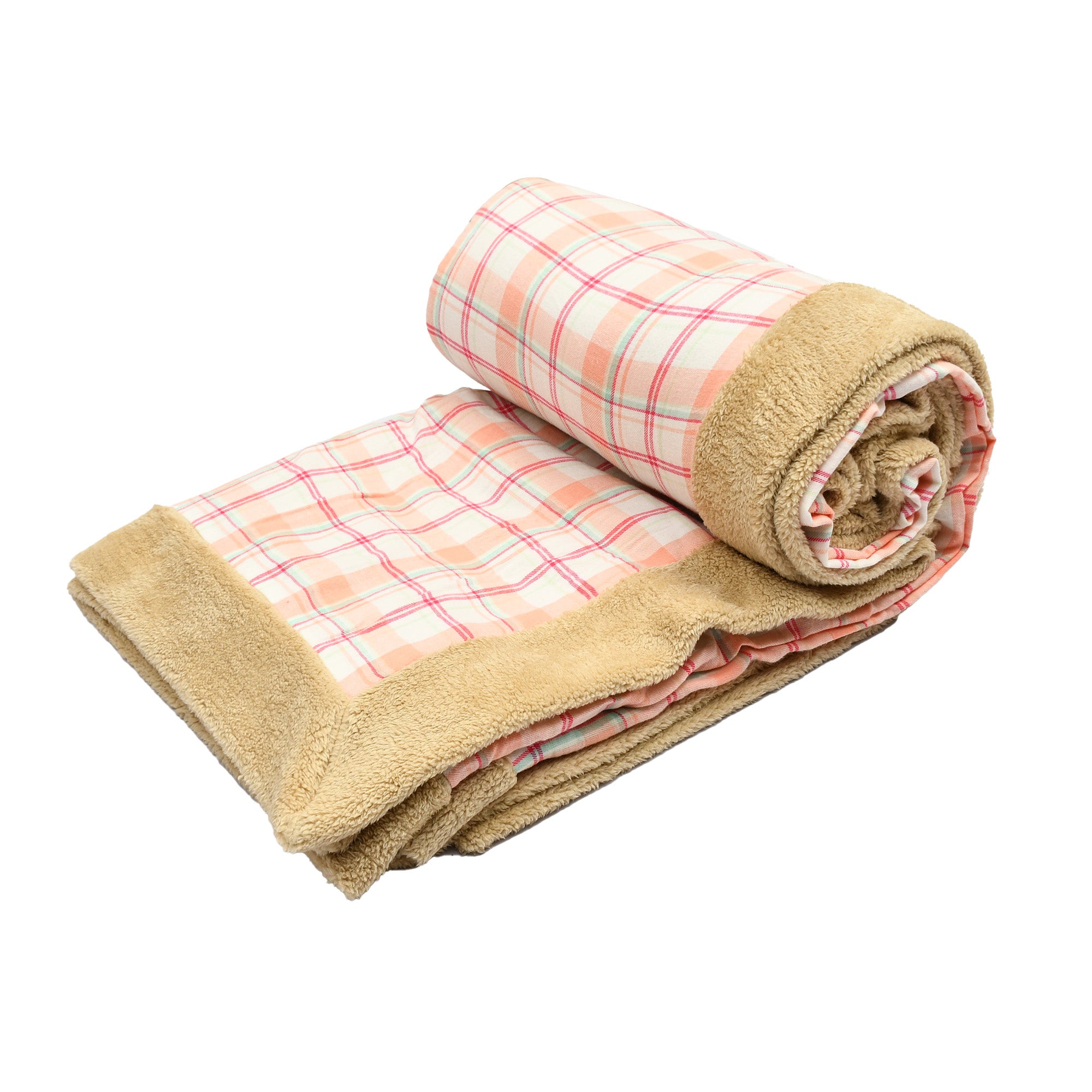 Peach Check Sherpa Blanket