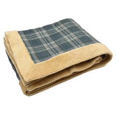 Dark Green Check Sherpa Blanket