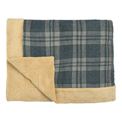 Dark Green Check Sherpa Blanket