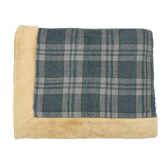Dark Green Check Sherpa Blanket
