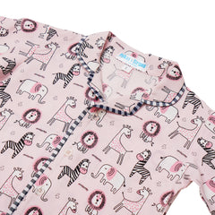 Pink Animals Printed Night Suits