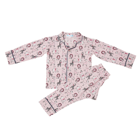 Pink Animals Printed Night Suits