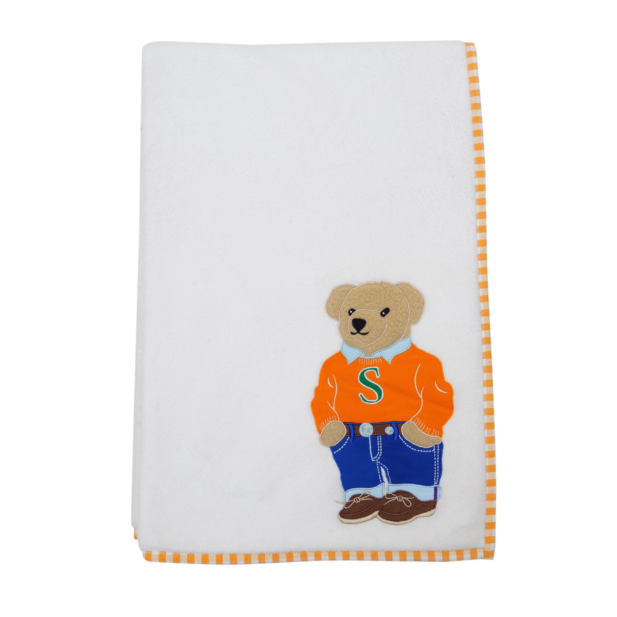 RL Bear Orange Fleece Blanket